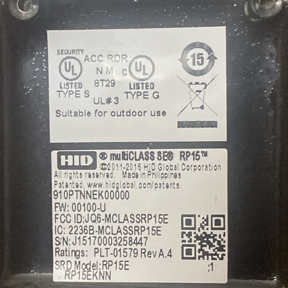 HID multiCLASS SE RP15E Mullion Card Access Reader (Missing Screws And Bracket)