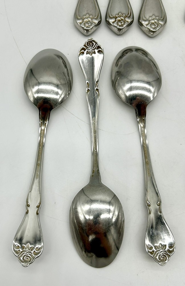 13 Pc Lot 1881 Rogers Stainless Oneida Flatware Arbor Rose Flatware Spoon Fork