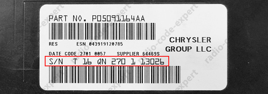 CHRYSLER RADIO PIN CODE ALL MODELS T00AM T**QN TM9 TVPQN TOMYD T00BE T0012 T0071