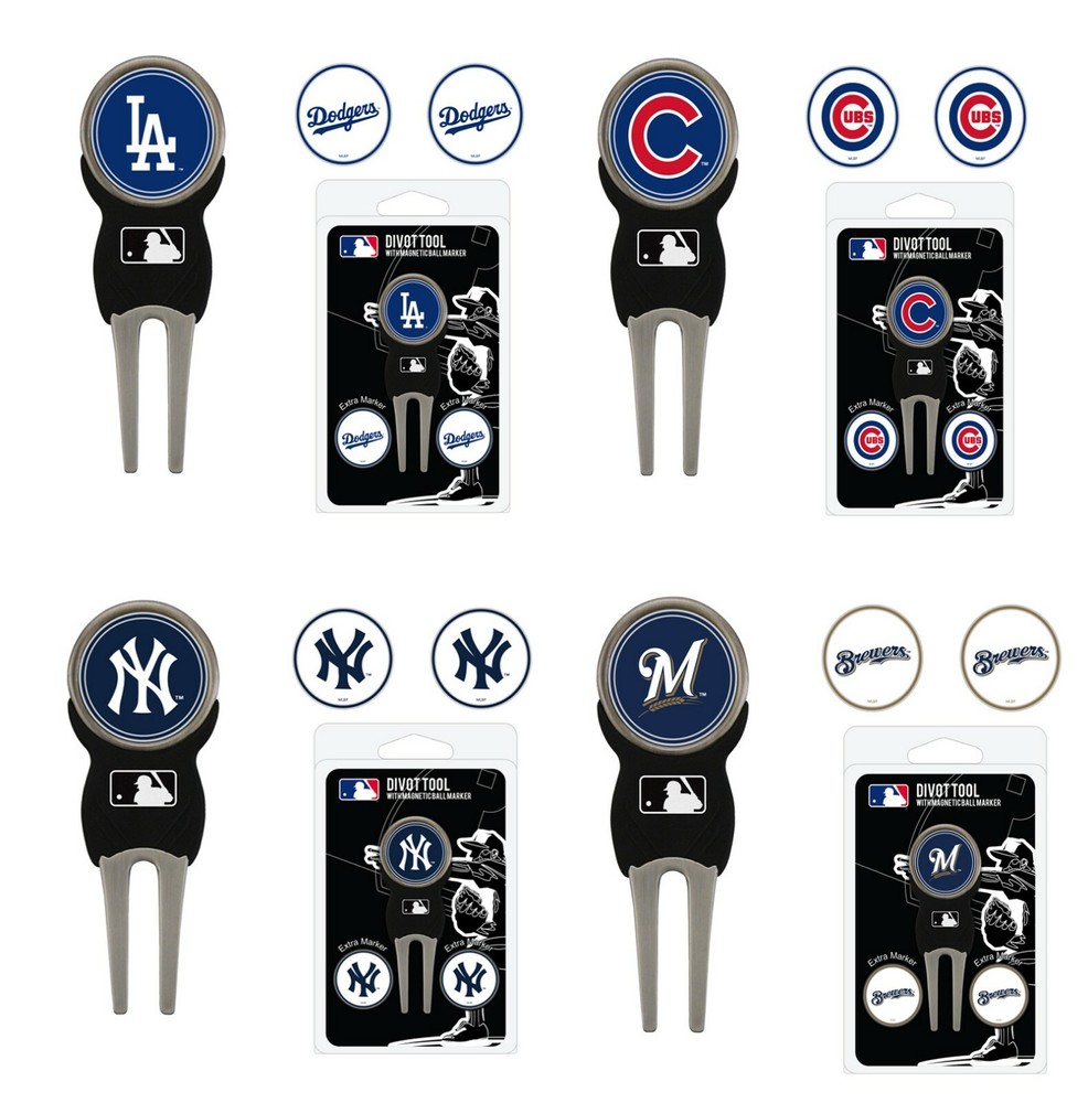 MLB Baseball - Divot Tool with 3 Ball Markers - Pick your Team