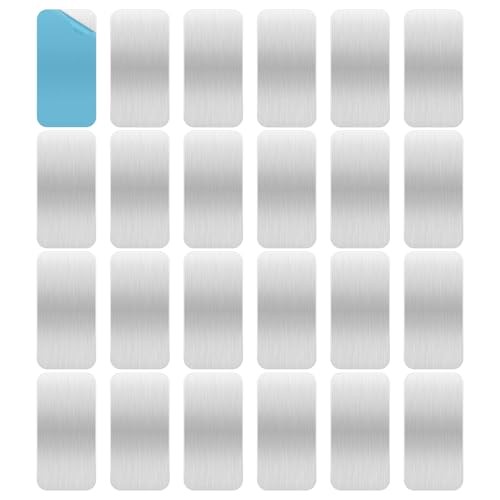 24 Pack Adhesive Metal Plates for Magnetic Rectangular-2.3*1.1 in-24pcs Silver