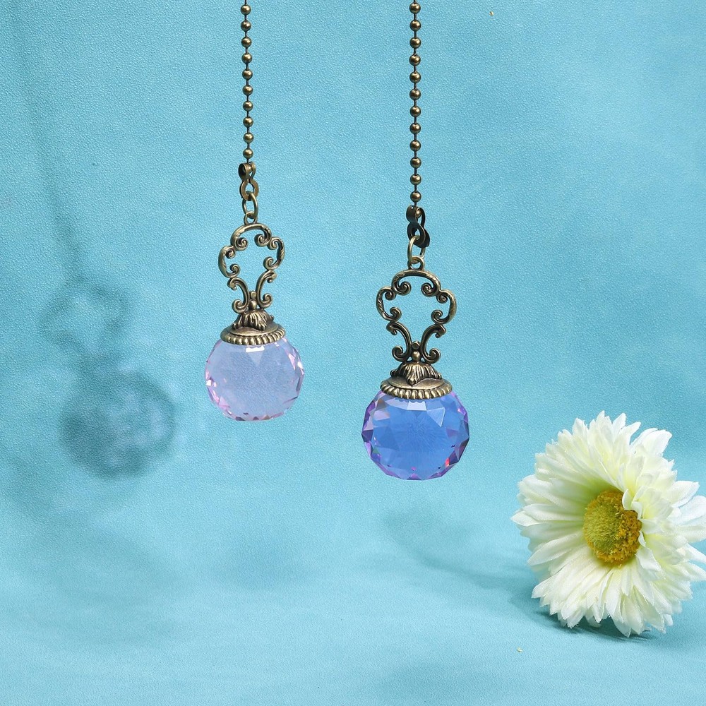Ceiling Fan Pull Chain, 2 Pack 12" Decorative Crystal Pendant Chain Extender ...