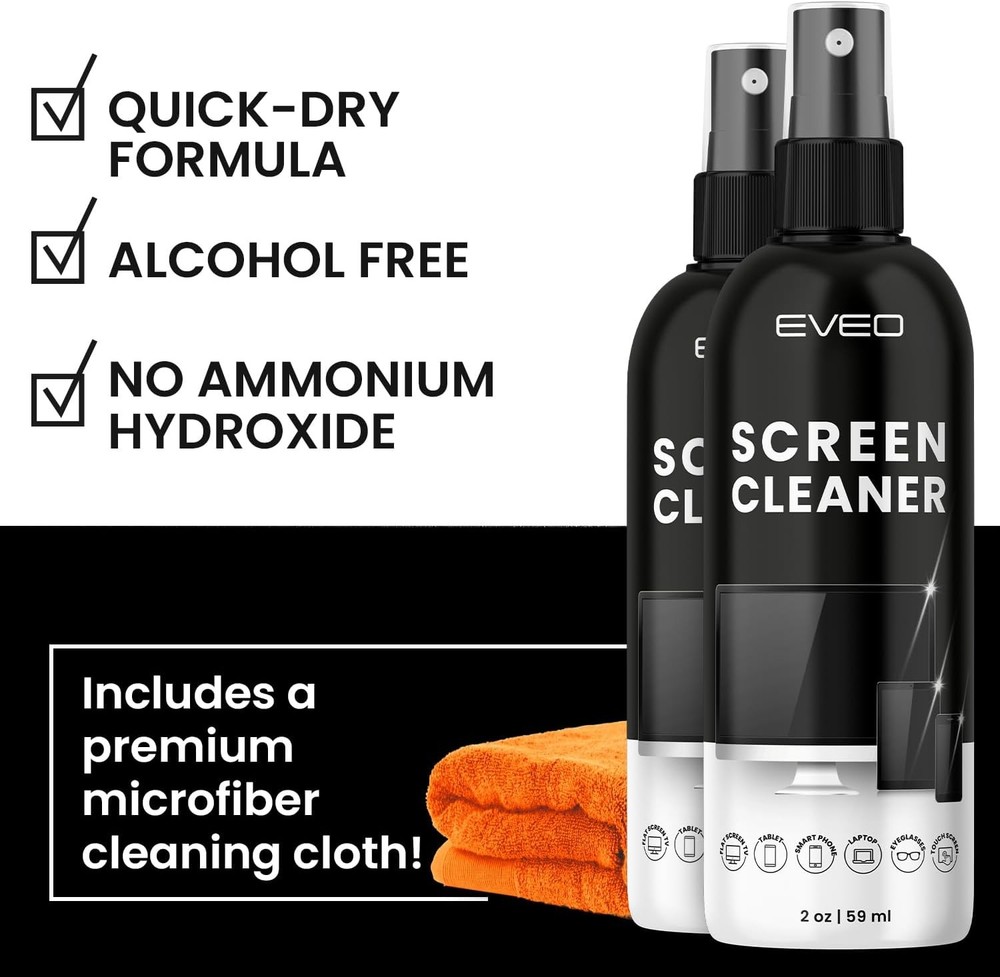 Screen Cleaner Spray - TV and Microfiber Cloth kit,...