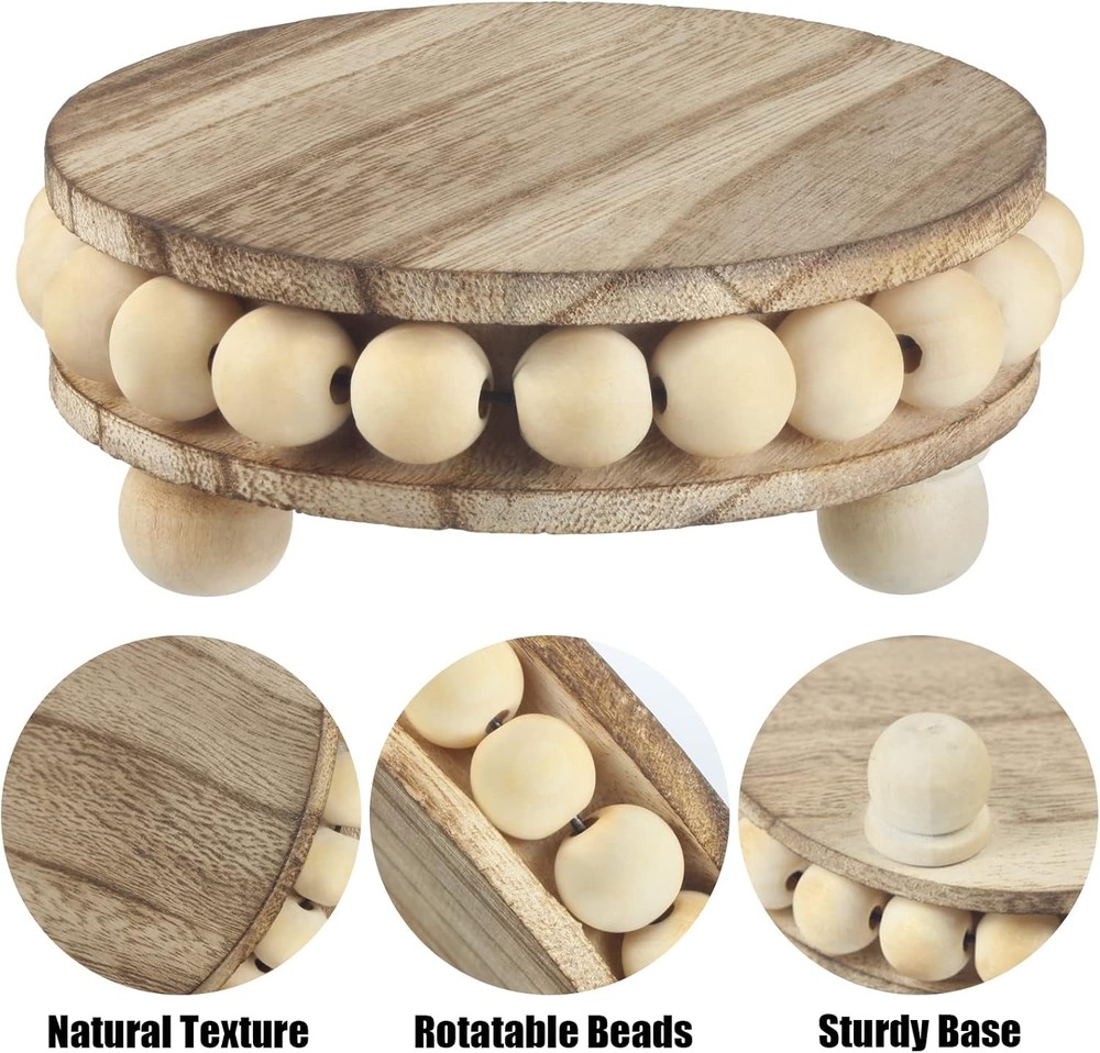 2 Pack Wood Riser, Risers for Decor，Pedestal Stand，Display Stand apply Brown