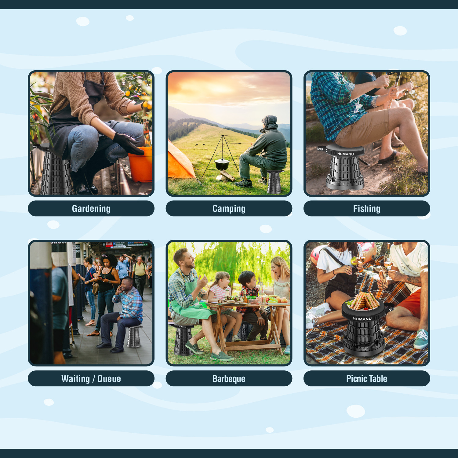 2025 Upgraded 2-Pack Collapsible Stool & Dual Carry Bag + Carabiner Clips