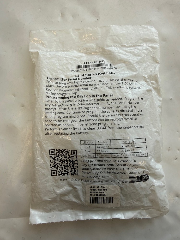 DMP 1144-1P-PSV Wireless 1 Button Key Fob BTN Programmable
