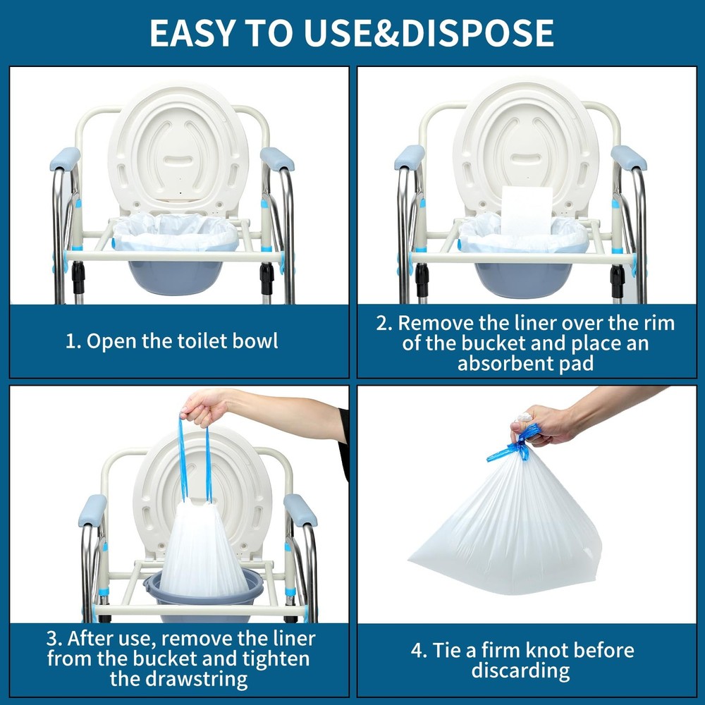 SAMEKY Commode Liners with Absorbent Pads | 1 Count (Pack of 100)