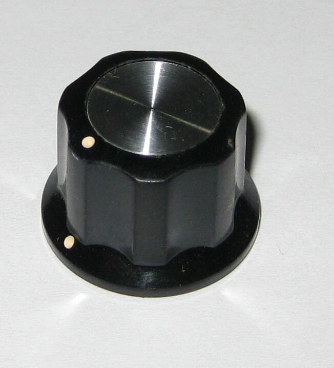 Instrument Ribbed Knob - 1/4" Inside Diameter - Black Plastic / Chrome Insert