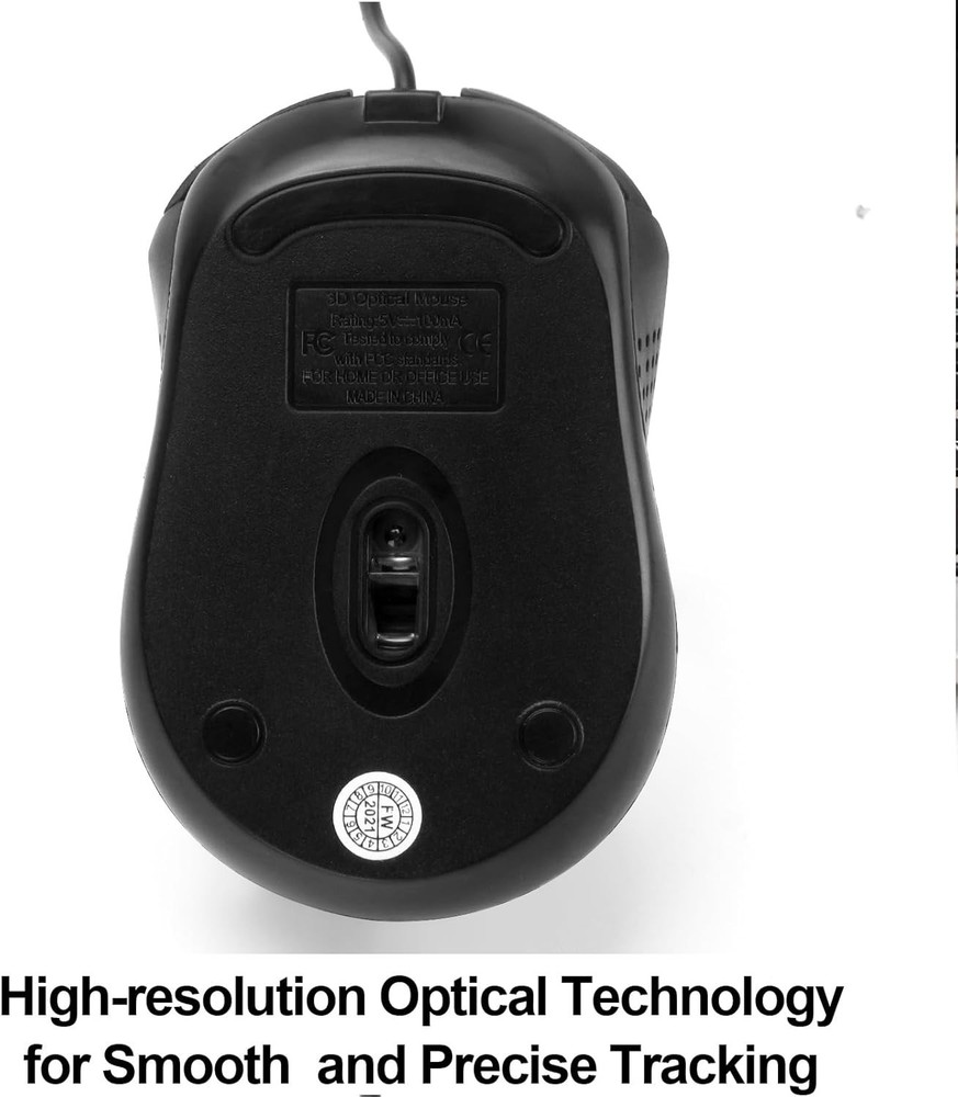 Comfortable USB Wired Mouse with Optical Tracking - Ideal for Laptops & PCs