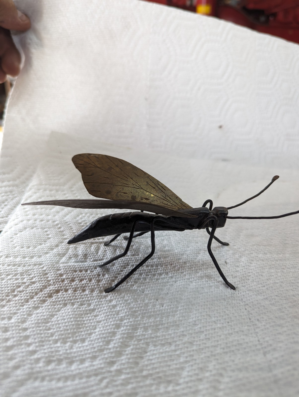 Japanese Okimono Vintage Brass Iron Insect Sculpture Bee 5"