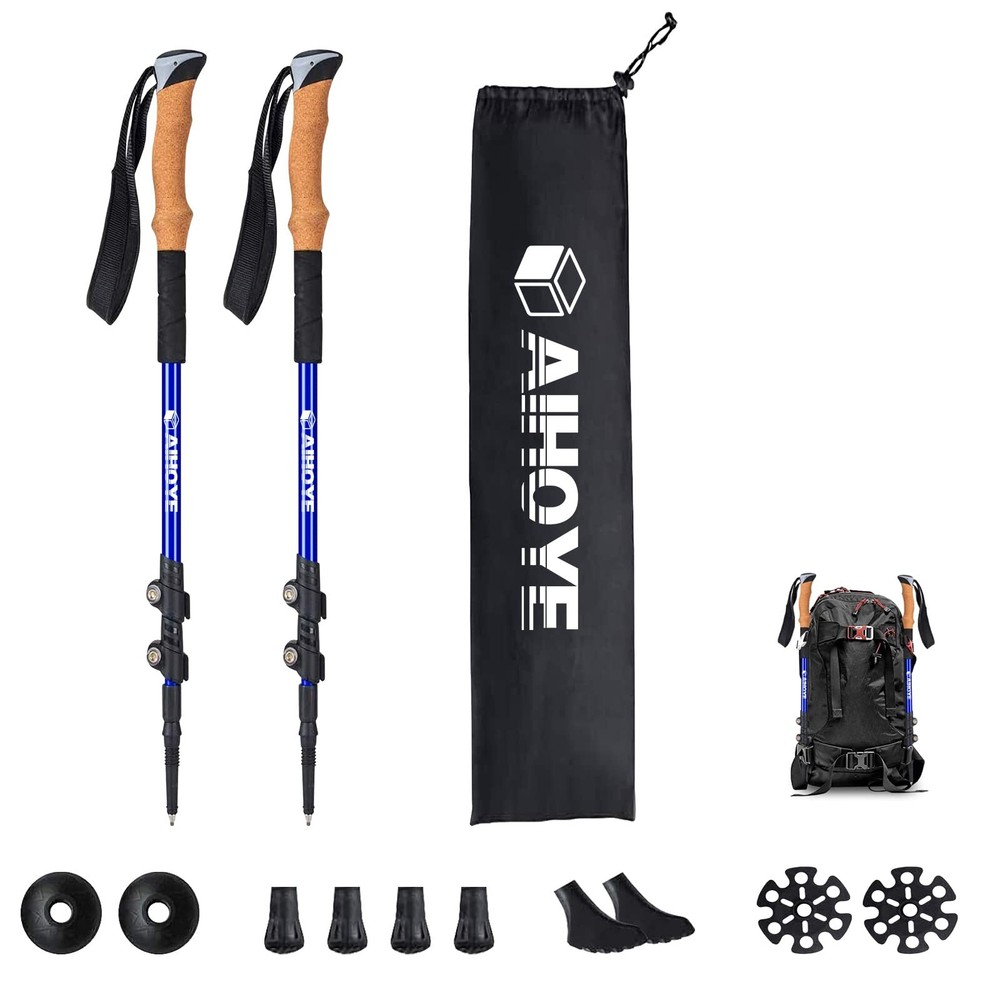 2 Pack Adjustable Collapsible Trekking Poles Lightweight Aluminum 7075