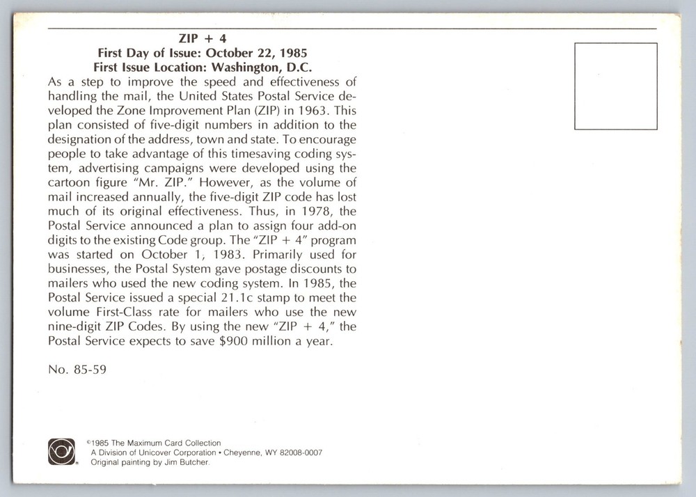 #2150 Zip Plus 4 FDC Maxi Card