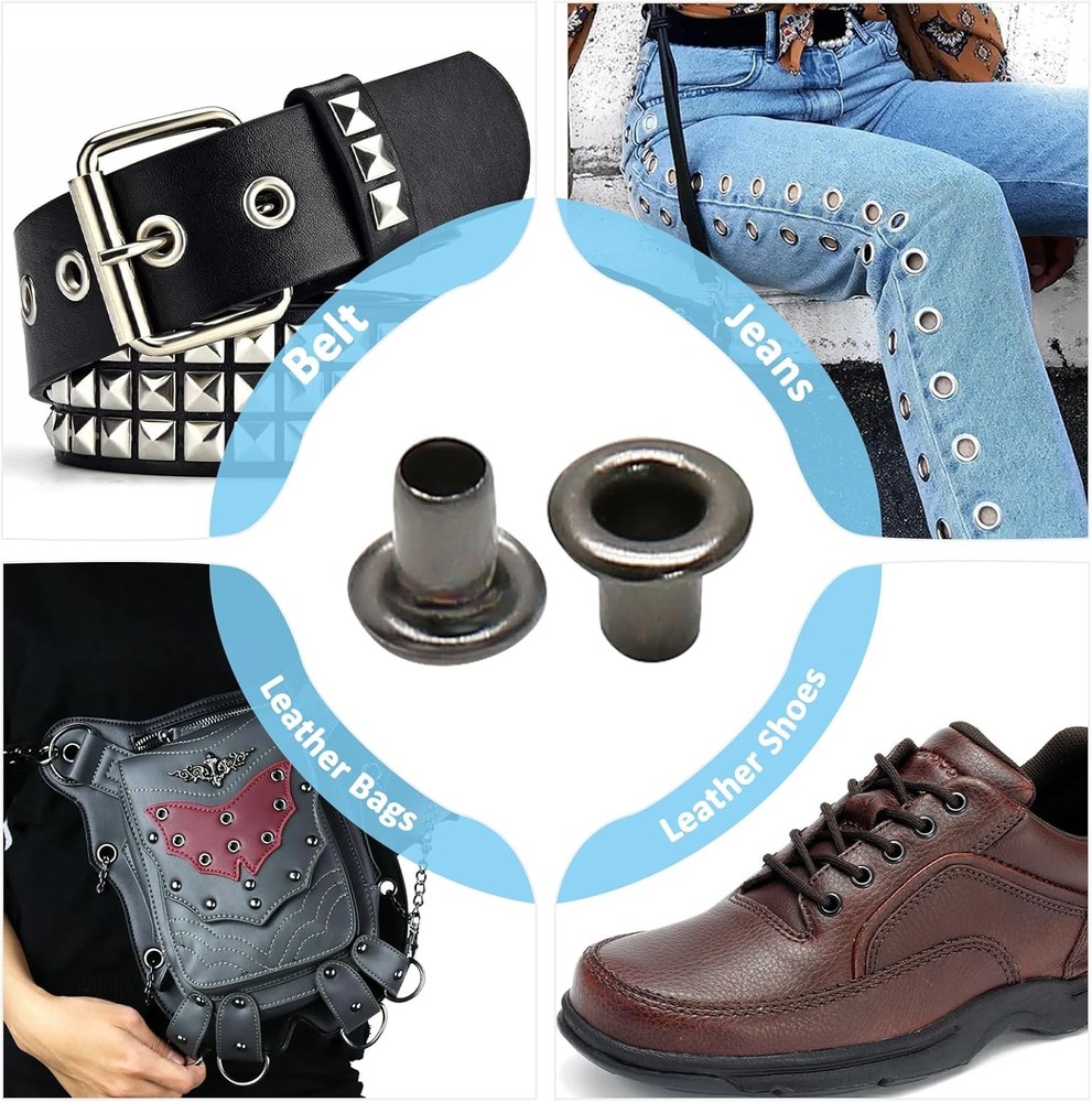 200-Piece 2mm Tiny Self-Backing Grommets and Eyelets for Leather and Canvas
