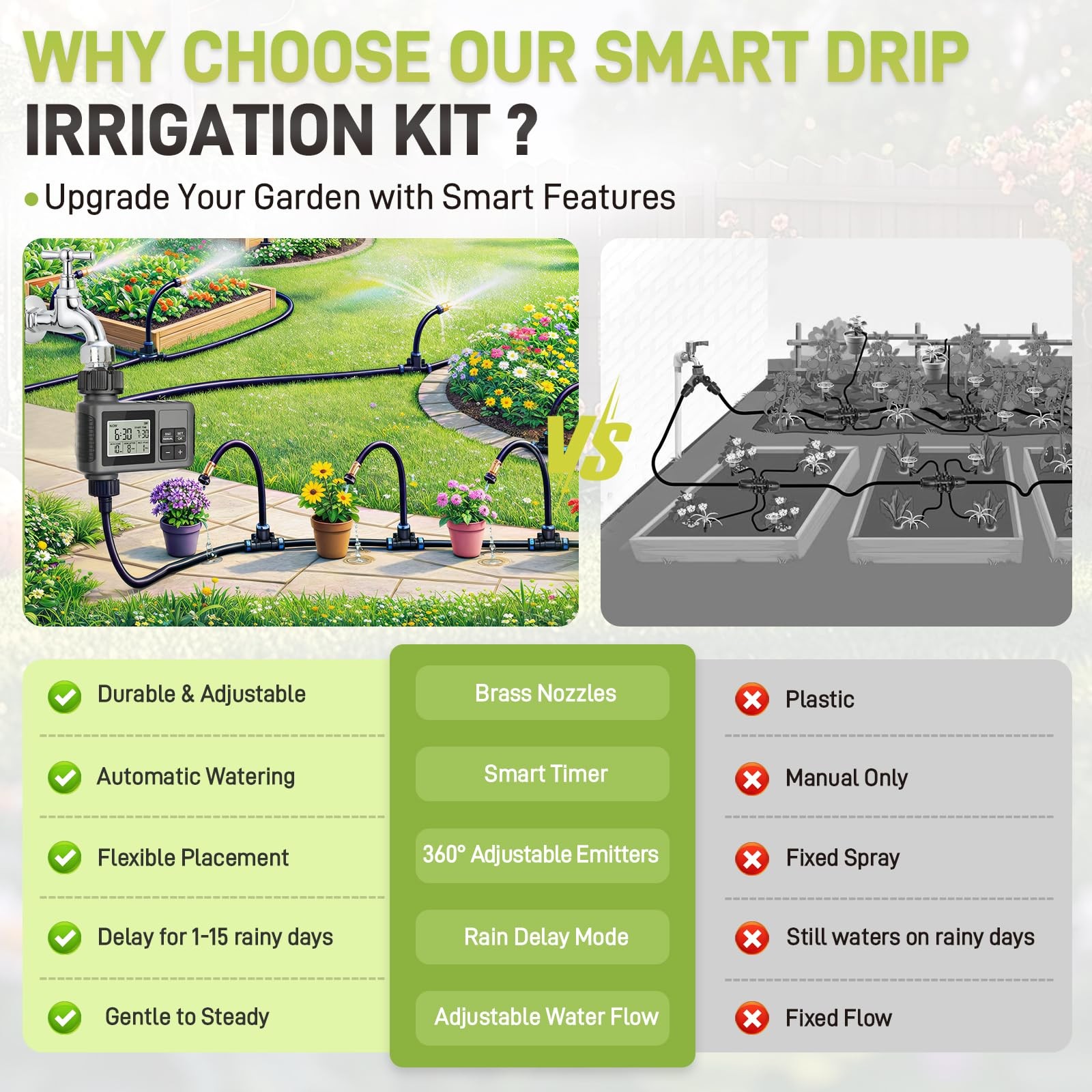 66FT Drip Irrigation System with Timer Automatic Garden Watering System for Yard