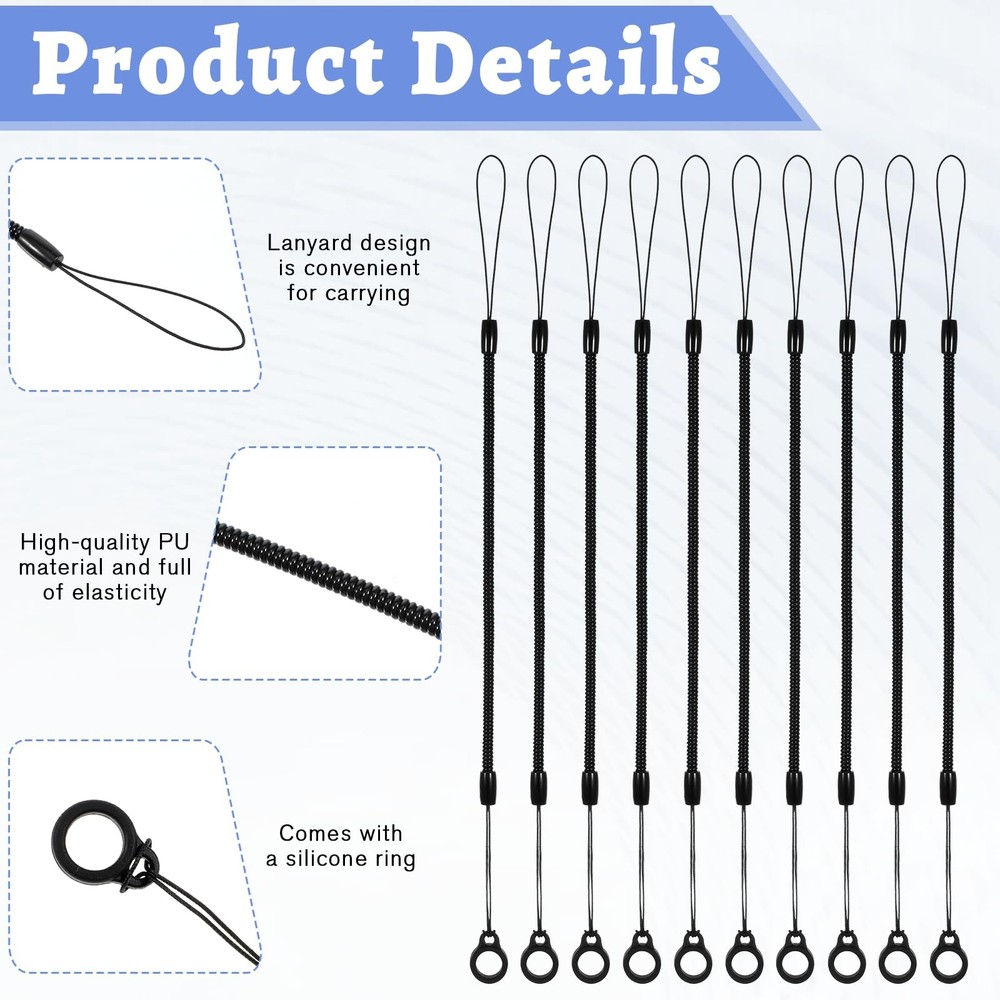 LIQWEI 10 Pcs Elastic Lanyard Tether, Retractable Pen Holder Leash with Chain...
