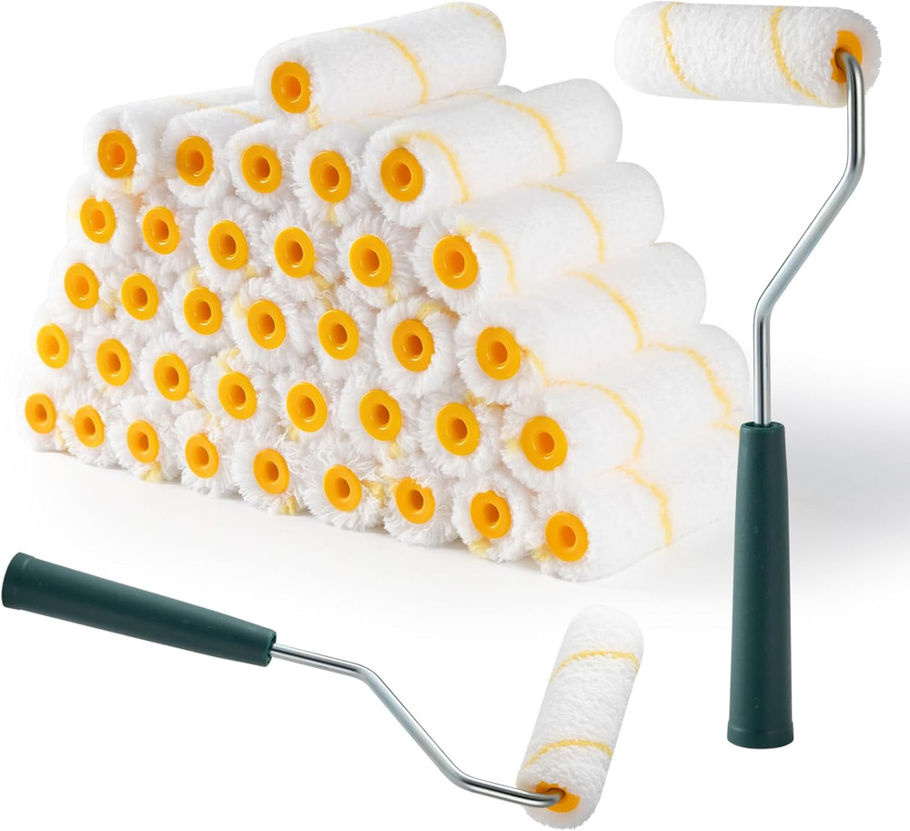 Paint Roller Covers, 40 Pack, 4 Inch 3/8" Nap Mini Microfiber Roller Covers Set