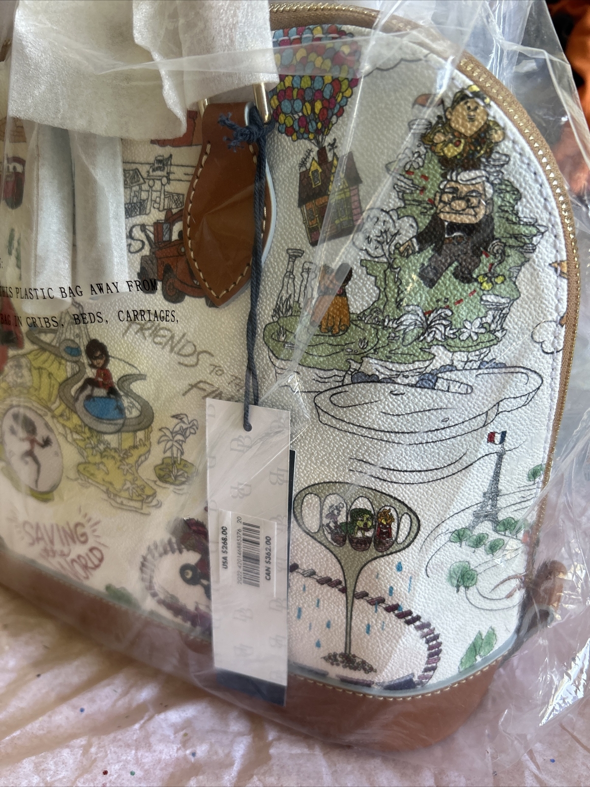 NEW DOONEY BOURKE DISNEYPARKS PIXAR MAP SATCHEL RATATOUILLE INSIDE OUT TOY STORY