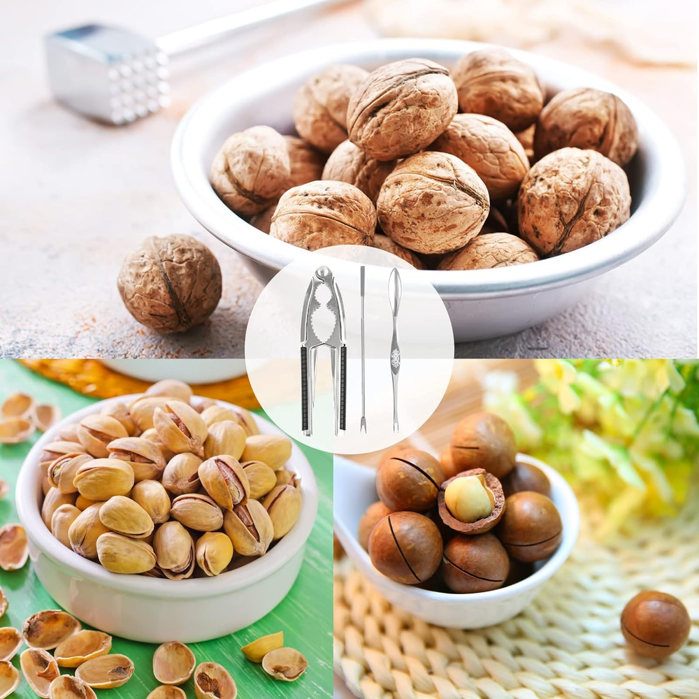 Nut Crackers Heavy Duty Shell Cracker with 2 Forks Stainless Steel Seafood