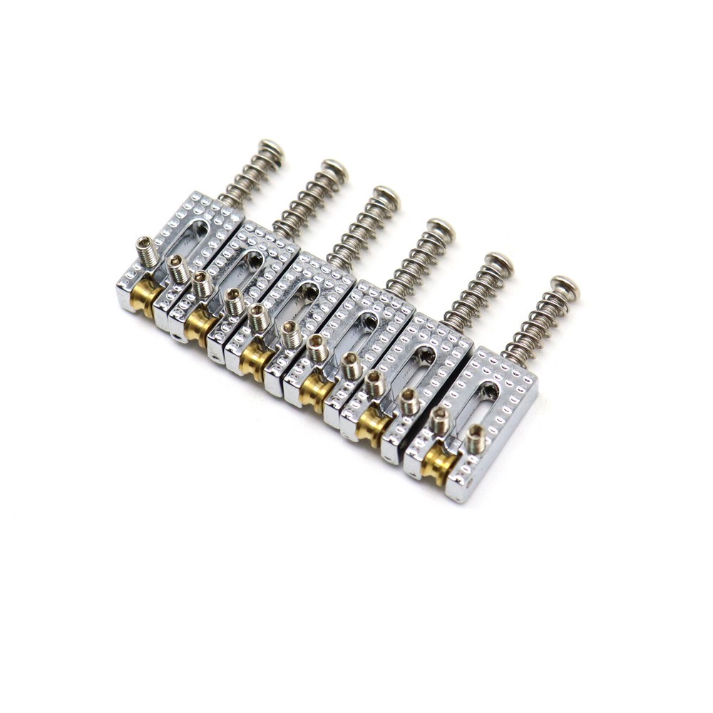 6xGuitar Tremolo/Fixed Hardtail Roller Bridge Saddle w/Decorative Surface Silver
