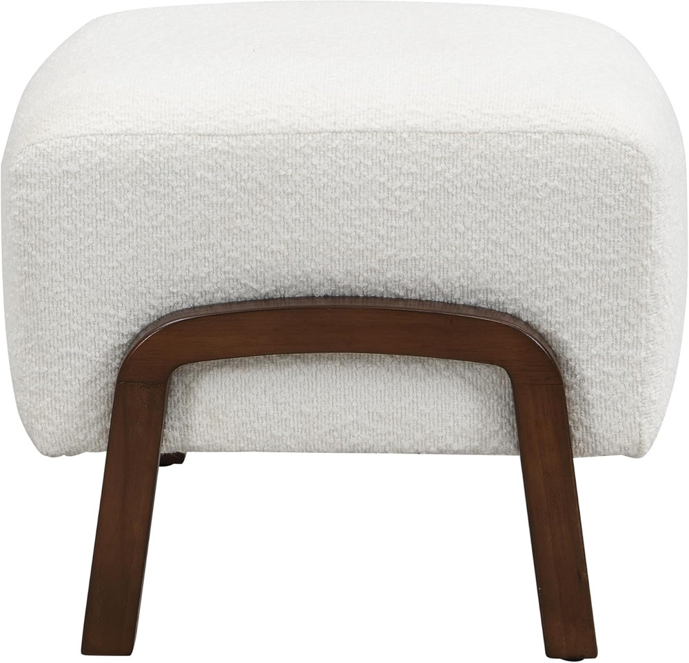 Modern Gypso Boucle Ottoman - Rectangular Footrest & Coffee Table, White/Brown