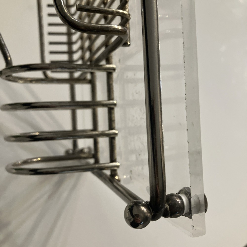 Vintage TRAY- Chrome & Lucite MCM Silverware Caddy - Silverware NOT Included