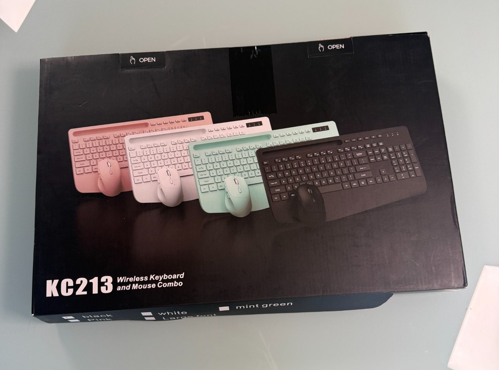 KC213 Wireless Keyboard & Mouse Combo 2.4 GHz Black Open Plug&Play Box Untested
