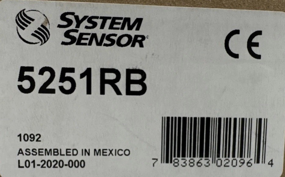 BRAND NEW System Sensor 5251RB (Free Shipping)