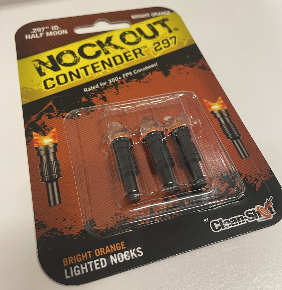 NockOut Lighted Nocks Crossbow Half Moon .297" ID Orange 3 Pack