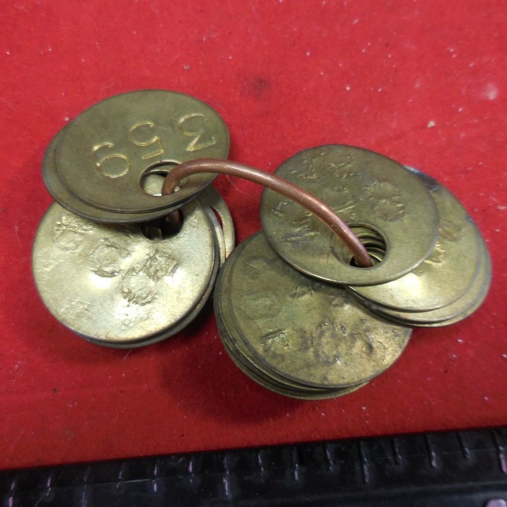 (15) VINTAGE COAL MINING TOOL CHECK BRASS TAGS WALKER COUNTY,ALA