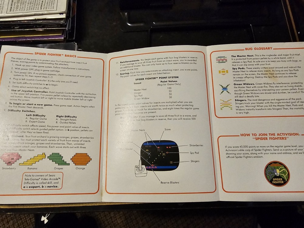 Spider Fighter Atari 2600 Manual Instruction Booklet Only