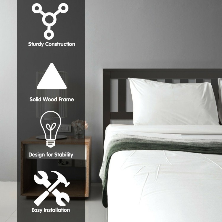 Solid Wood Platform Bed with Headboard, Slats, 12” Storage, Easy Assembly