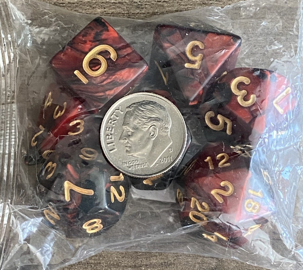 7 Piece Dice Set Polyhedral Red Black Die