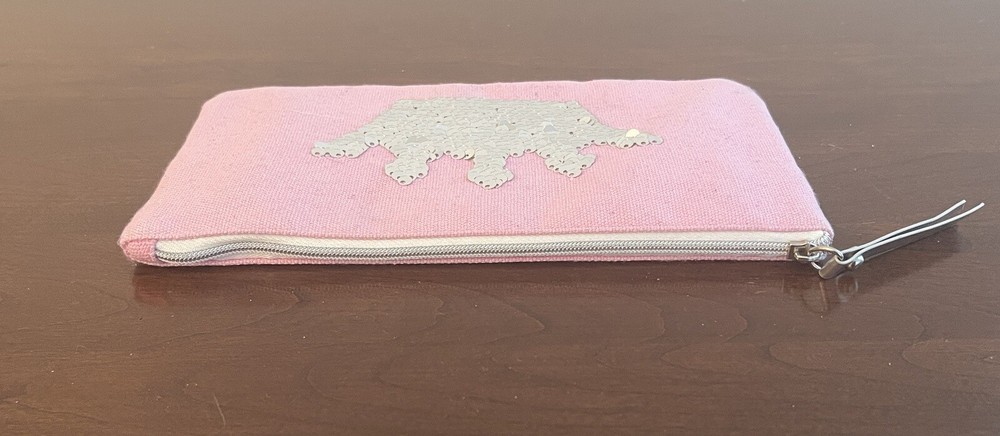 Reversible Flip Sequin Crown Zip Pouch Pink