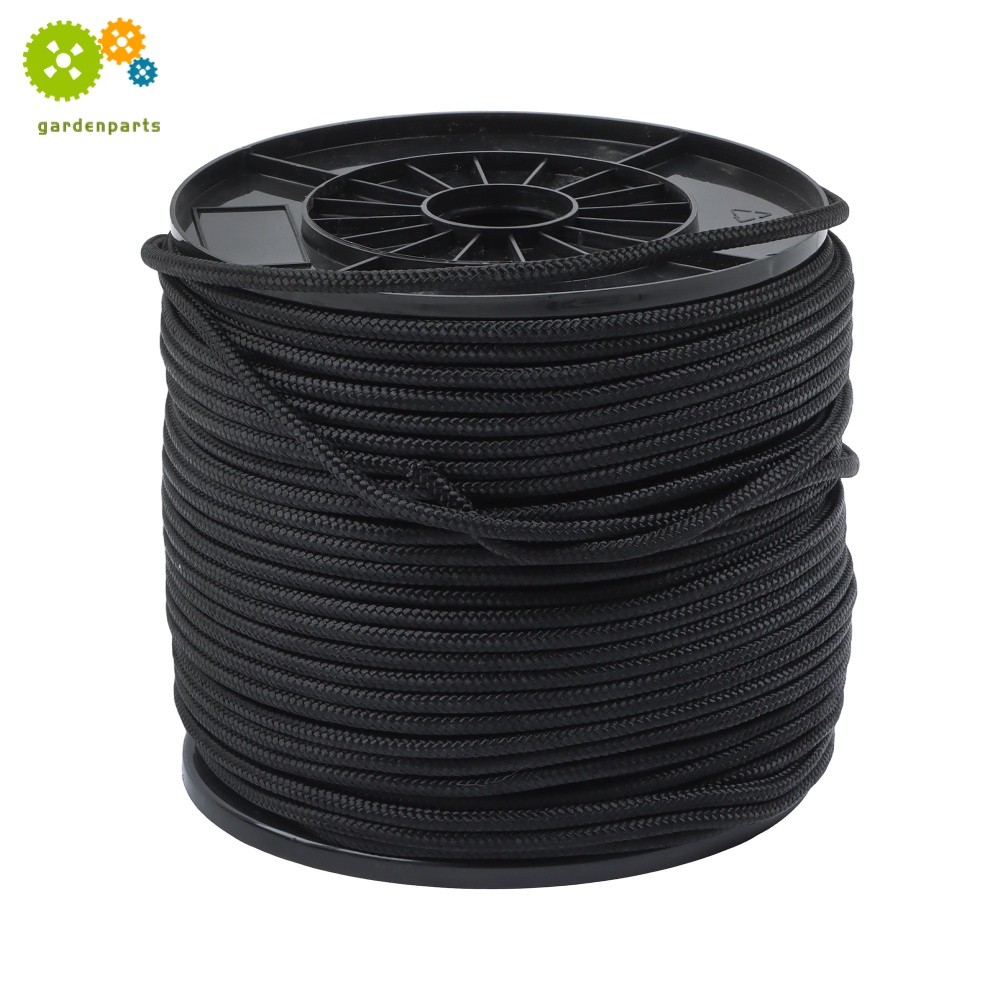 1/4" × 500' Black Nylon Rope Sturdy Spool Solid Braid Knot Rope Multipurpose