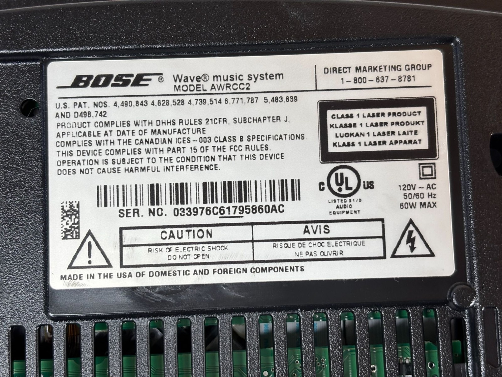 Bose Wave Music System AWRCC2 Tabletop Cd Player AM/FM Radio Vintage Tested