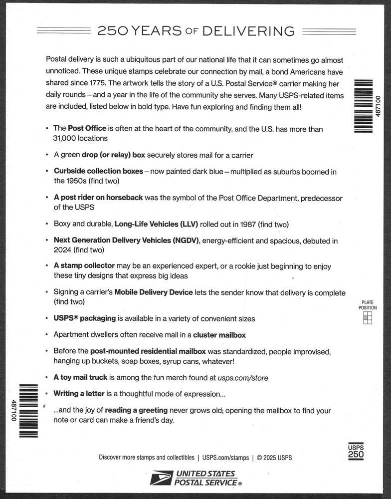 COMPLETE IMPERFORATE 2025 Commemorative (NO Die-Cut) Issues--Singles--SCARCE!!