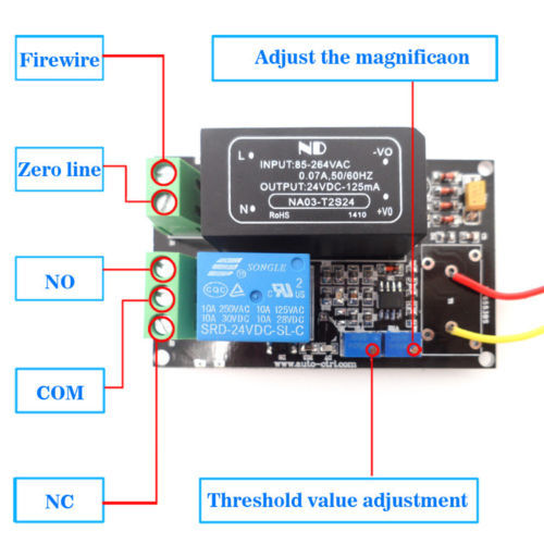 AC Current Sensor Module 50A / 50mA Switching Output AC 220V
