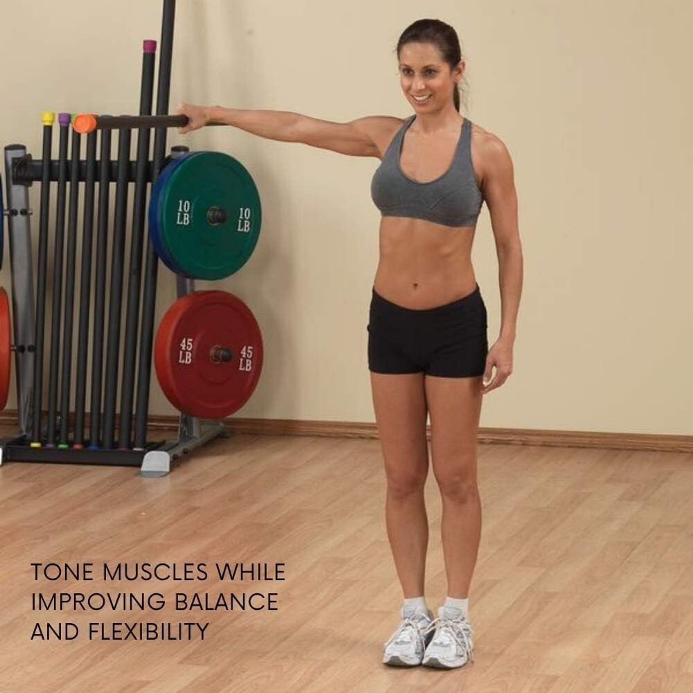 Body-Solid Rubber Padded Weighted Bar - Stretching Weight Exercise Bars,4lbs