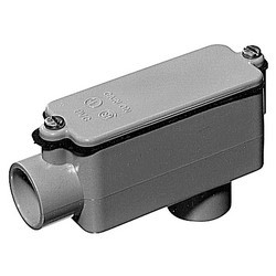 THOMAS & BETTS E986L LB Conduit Body 3" PVC 210 Cu In Rectangular Gray