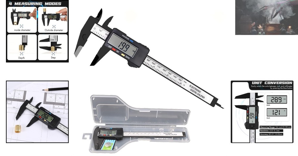Auto Shutdown Digital Calipers with Large LCD Screen - Includes 2 Batteries