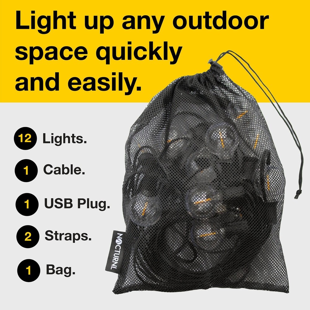 USB Powered LED Camping String Lights, G40 Globe Shatterproof Bulbs, 25-feet