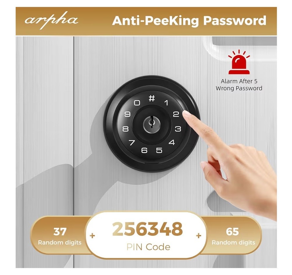 Arpha D160 Keyless Entry Door Lock with App Control One-Time Code Anti-Peeping