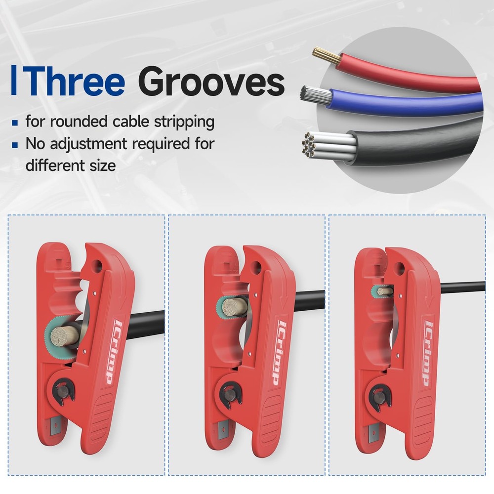 iCrimp Round Cable Stripper for AWG 12 to 4/0, Adjustable Jacket...