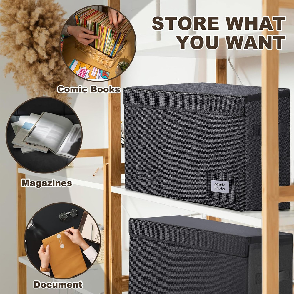 3 Pack Comic Book Storage, Comic Book Box Collapsible and Stackable Comic Short