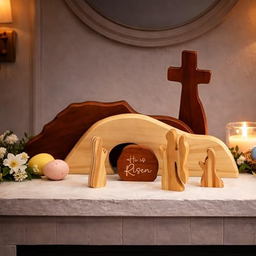 7-Piece Empty Tomb Easter Decoration Set, He is Risen Easter Decor, Nelxi-279