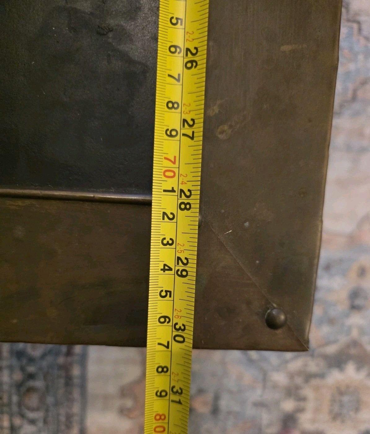 RARE ANTIQUE 19TH C CONTINENTAL BRASS BOUND KINDLING BOX W ARMORIAL. VERY HEAVY