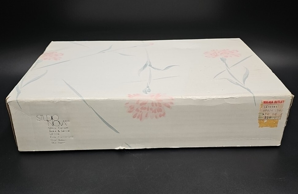 Studio Nova PINK CARNATIONS 12" Oval Baker NEW BOXED Bake n' Serve