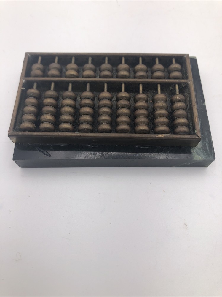 VTG Brass/Marble Tablet Calculator Adding Machine Abacus Decorative Crafts INC