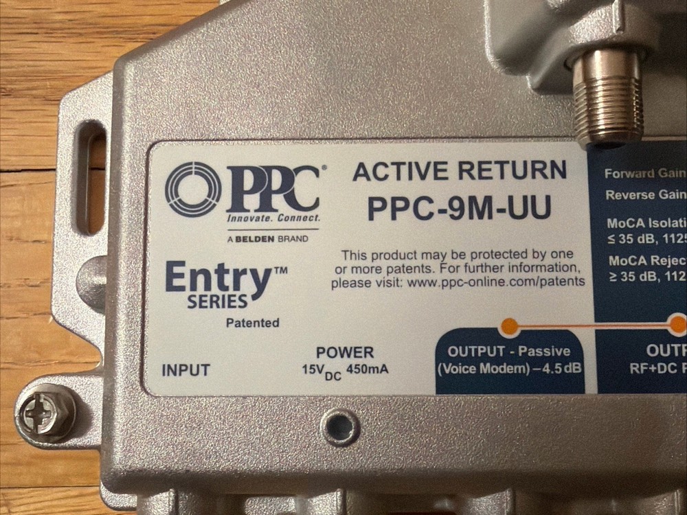 PPC Entry Series Active Return 9-Port MOCA Amplifier-PPC-9M-UU-Power Adapter