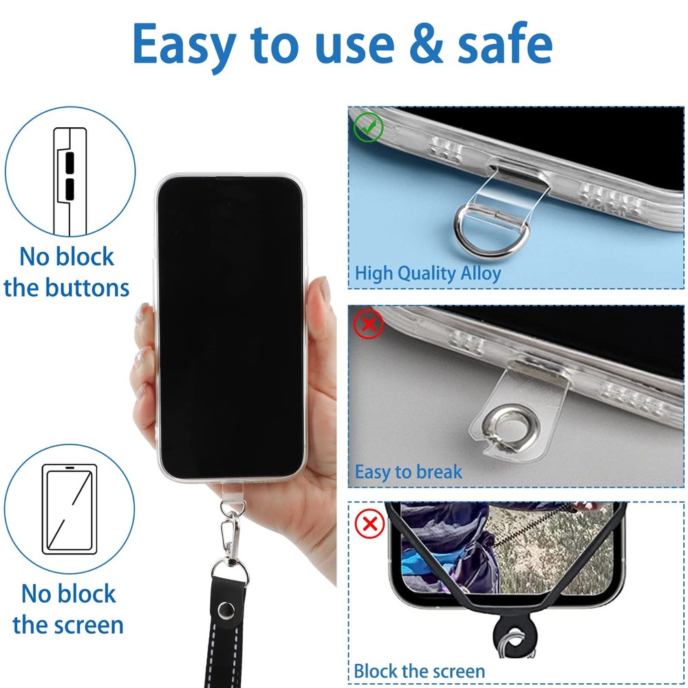 Phone Tether Tab, 10 Pieces Universal Lanyard Patch Without Transparent